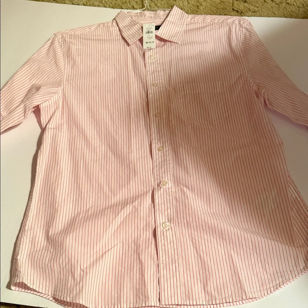 Banana Republic Men's Light Pink Striped Dress Shirt